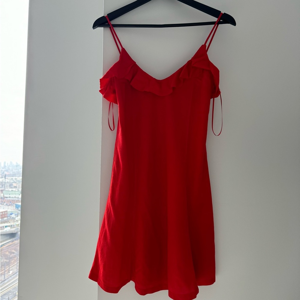 Zara Red Ruffle Front Mini Dress
